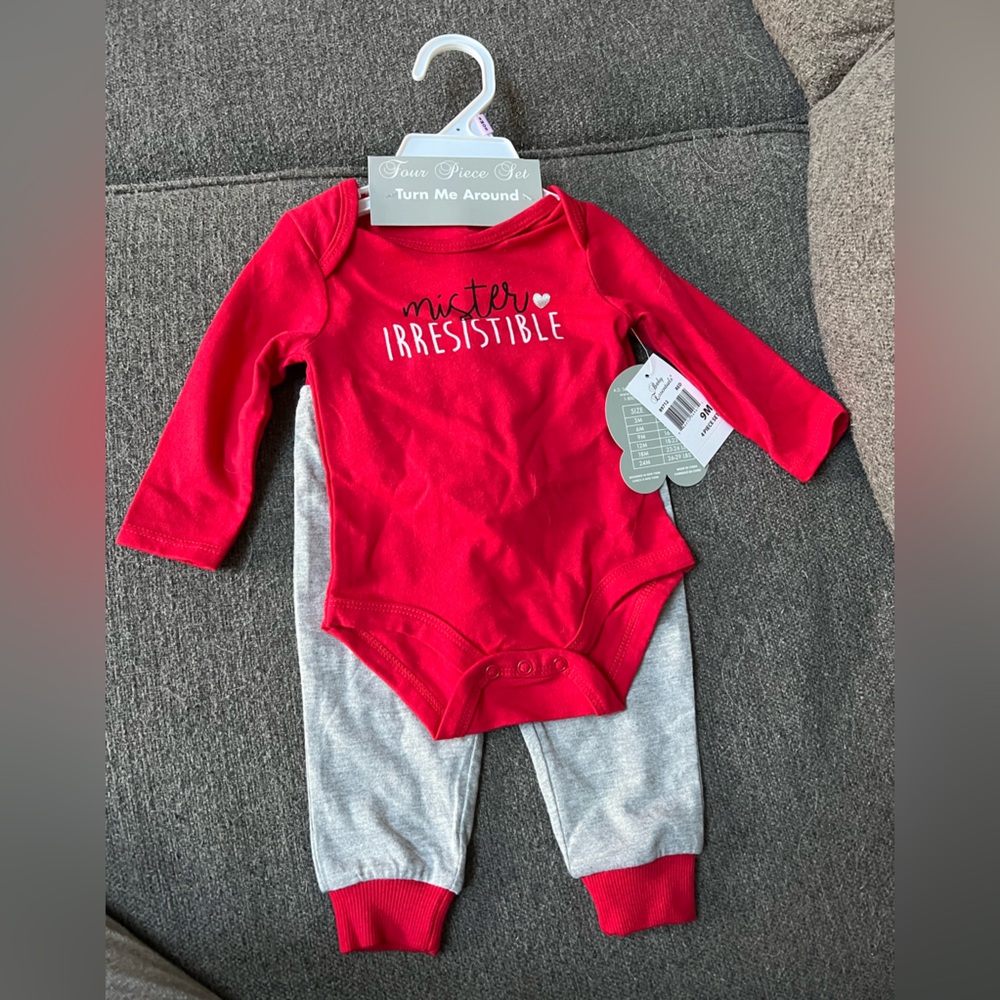 “Mister Irresistible” 6- 9months set, with hat & socks NWT